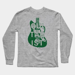 Guitarist Electric Guitar Body Dark Green Color Long Sleeve T-Shirt